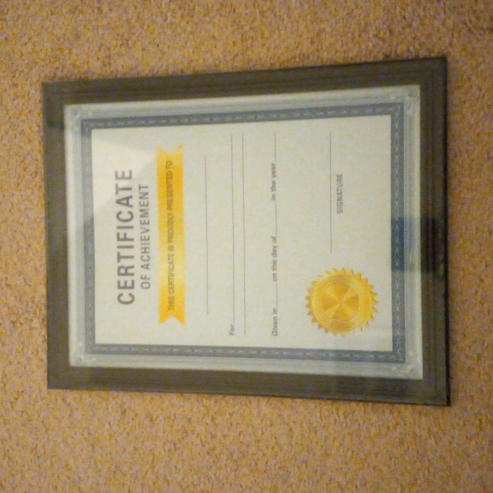 Certificate of Achievement Frame (8-1/2" X 11")(Color: Black)
